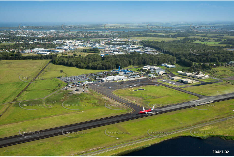 A Virgin Jet Taking Off at Ballina Airport Aerial Photography