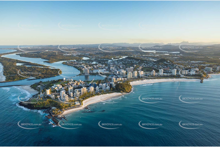 Coolangatta At Sunset - Gold Coast QLD Aerial Photography