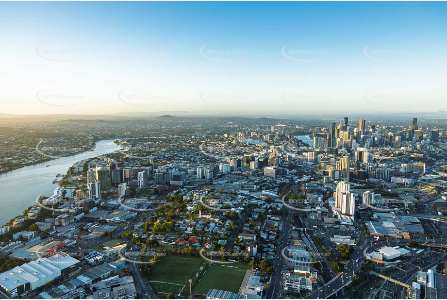 Early Morning Bowen Hills QLD Aerial Photography