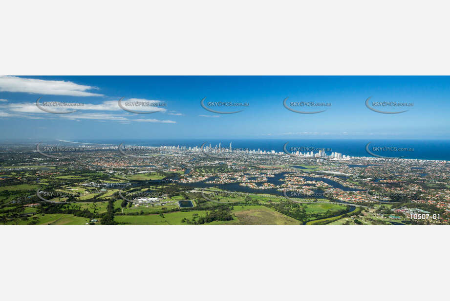 Looking over Clear Island Waters to Surfers Paradise QLD Aerial Photography