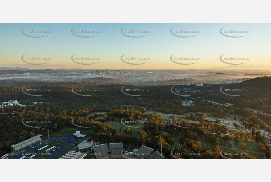 Early Morning Aerial Mount Gravatt Cemetery