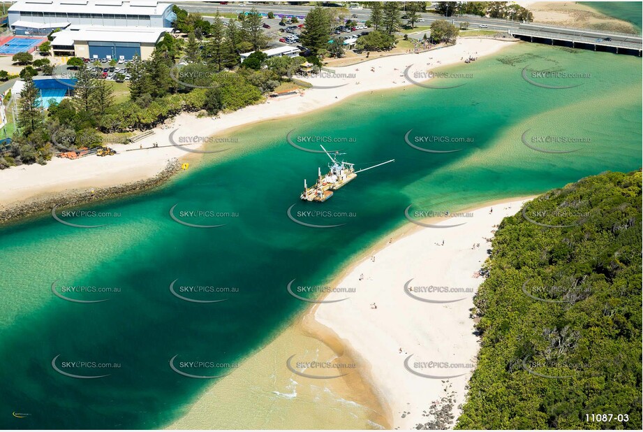 Sand Dredging in Tallebudgera Creek Palm Beach QLD Aerial Photography