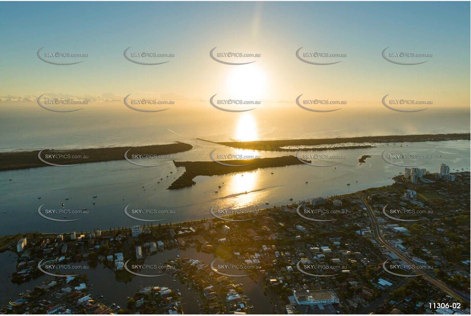 Looking Over Wavebreak Island At Sunrise QLD Aerial Photography