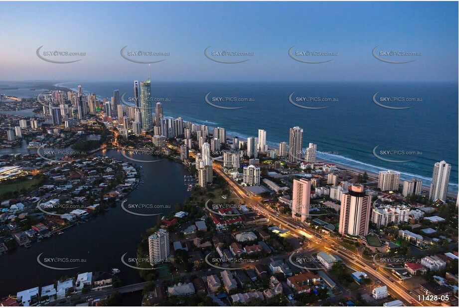 Cavill Avenue Surfers Paradise at Last Light QLD Aerial Photography