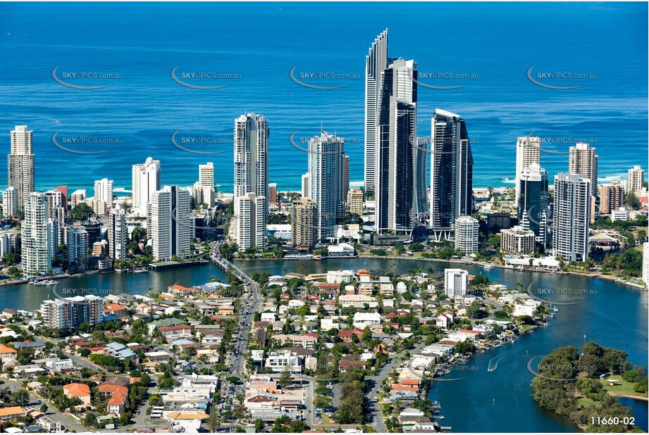Chevron Island at Surfers Paradise QLD Aerial Photography