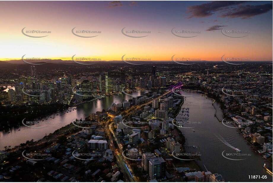 Sunset over the Brisbane River - Kangaroo Point QLD Aerial Photography