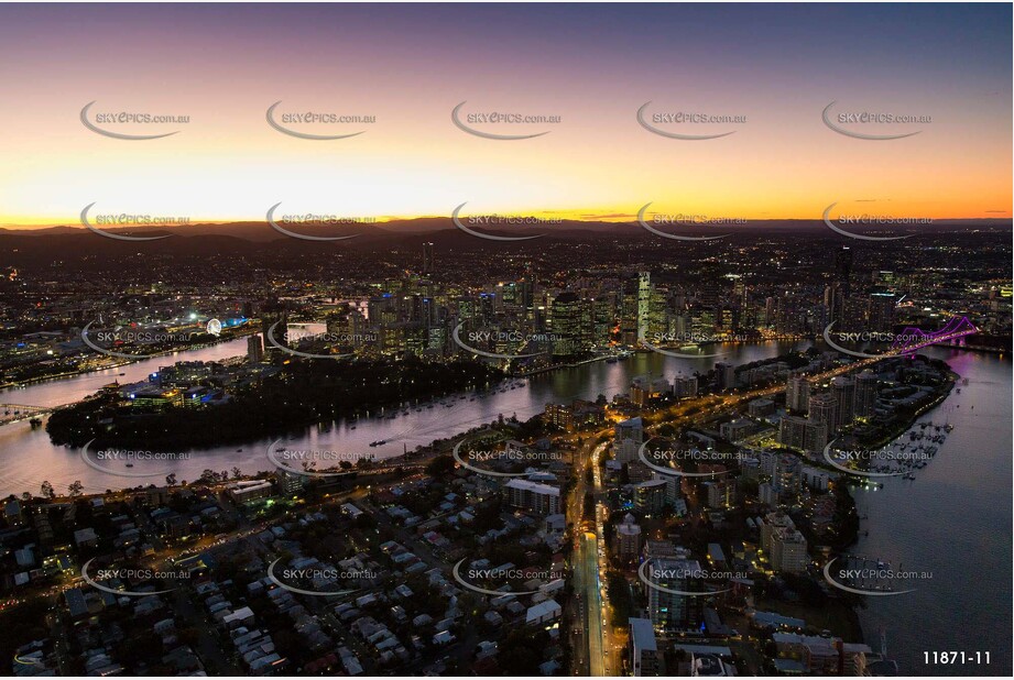 Sunset over the Brisbane River - Kangaroo Point QLD Aerial Photography