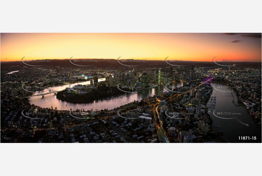 Sunset over the Brisbane River - Kangaroo Point QLD Aerial Photography