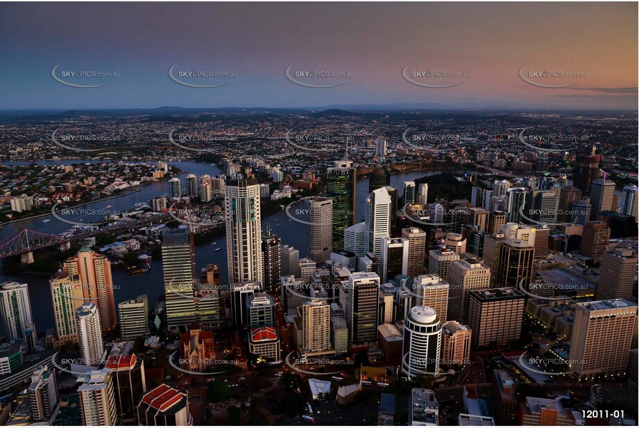 Brisbane City At Dusk QLD Aerial Photography