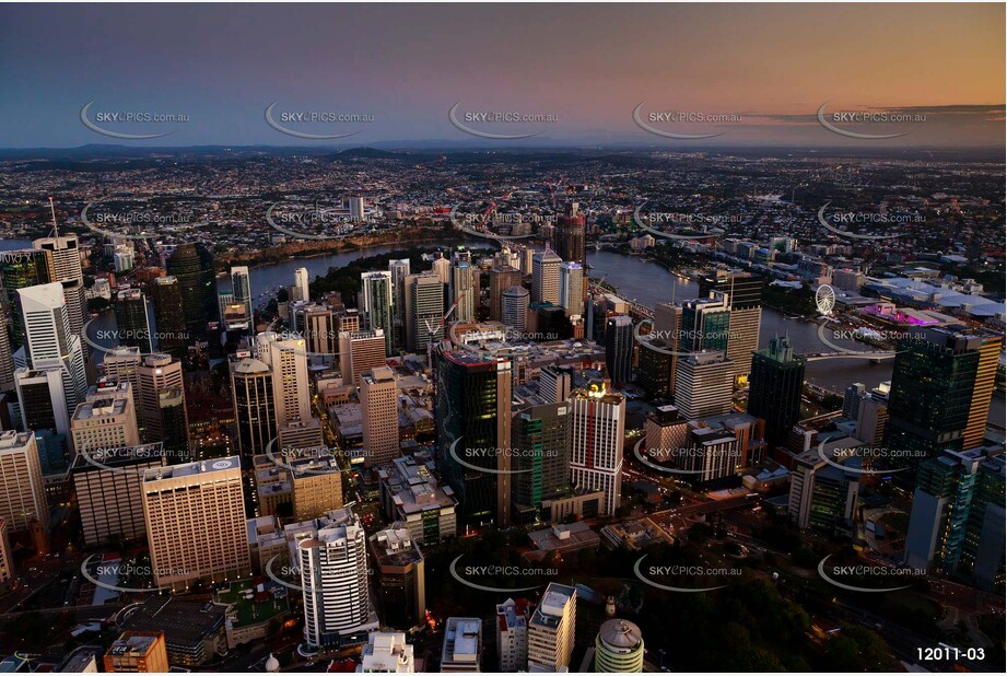 Brisbane City At Dusk QLD Aerial Photography