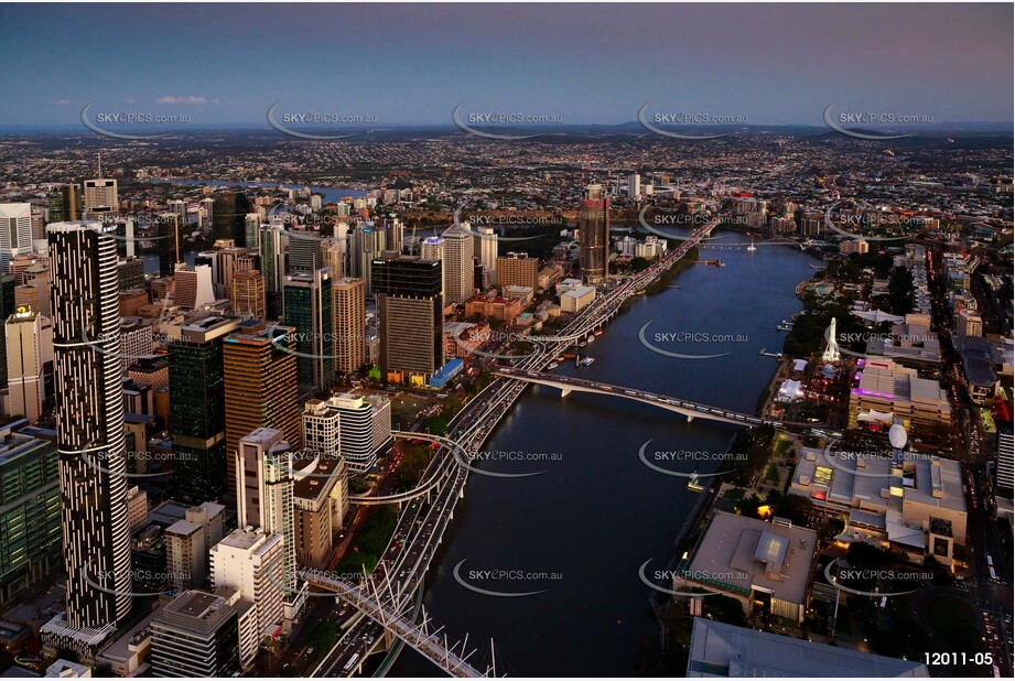 Brisbane City At Dusk QLD Aerial Photography