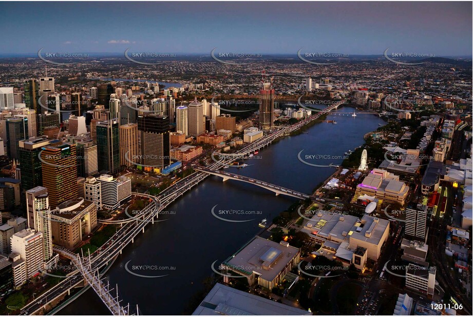 Brisbane City At Dusk QLD Aerial Photography