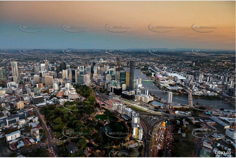 Brisbane City at Last Light QLD Aerial Photography