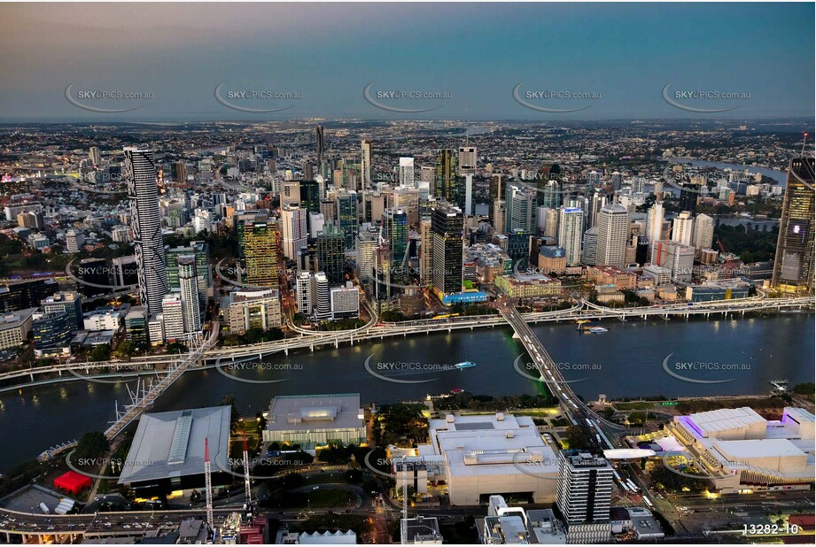 Brisbane City at Last Light QLD Aerial Photography