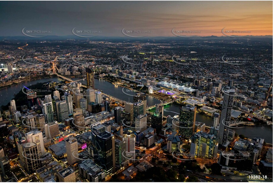 Brisbane City at Last Light QLD Aerial Photography