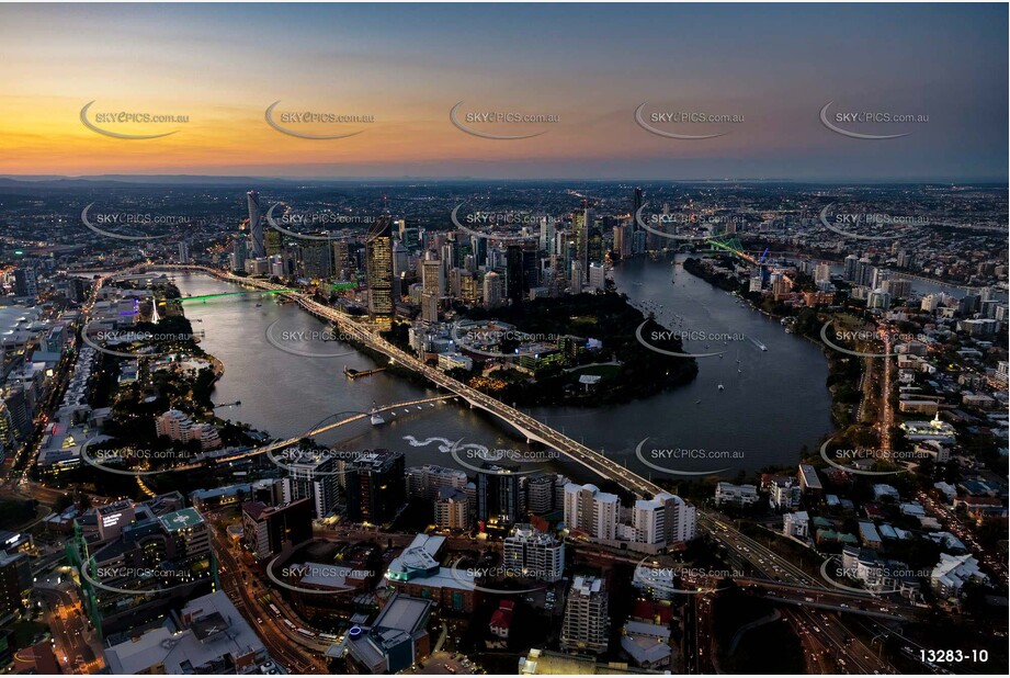 South Brisbane at Last Light QLD Aerial Photography