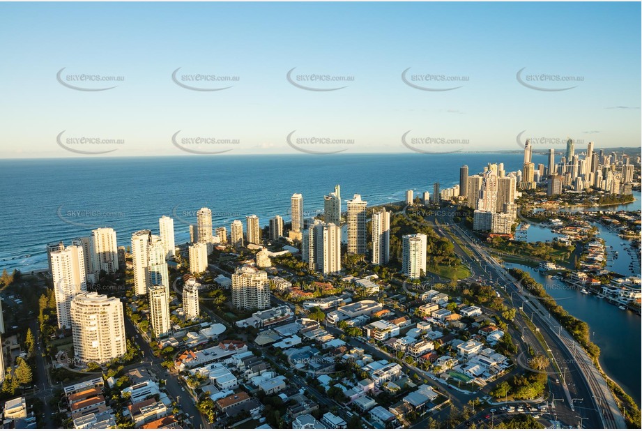 Sunset Aerial Photo Main Beach QLD Aerial Photography