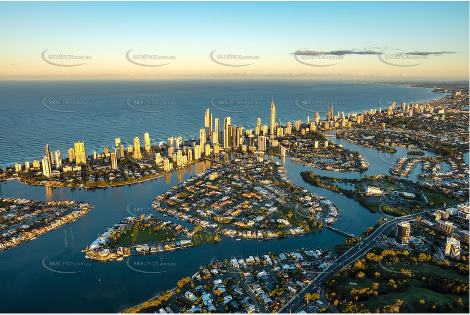 Sunset Aerial Photo Surfers Paradise QLD Aerial Photography