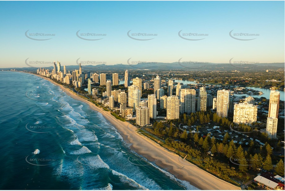 Sunrise Aerial Photo Main Beach QLD Aerial Photography