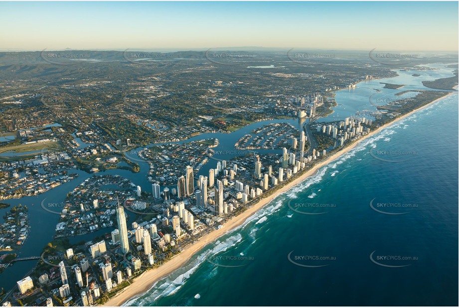 Sunrise High Altitude Aerial Photo Surfers Paradise QLD Aerial Photography