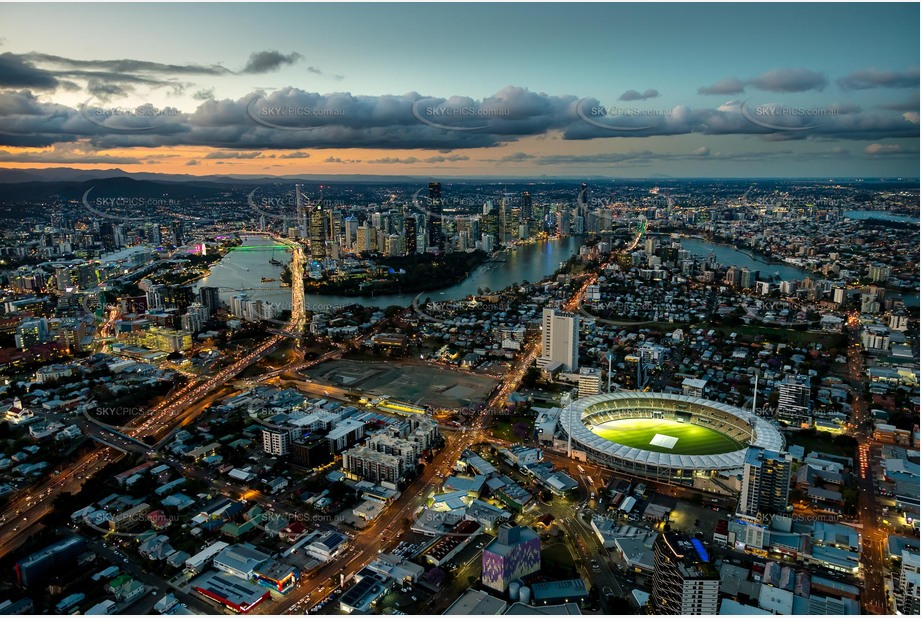 Night Aerial Photo Woolloongabba QLD Aerial Photography