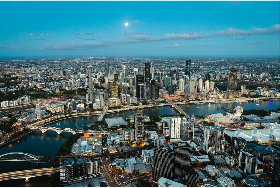 Night Aerial Photo South Brisbane QLD Aerial Photography