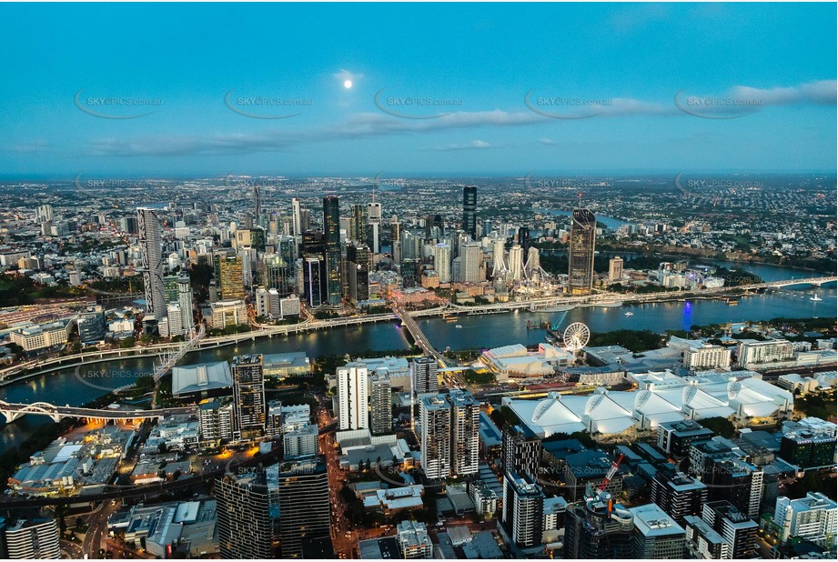 Night Aerial Photo South Brisbane QLD Aerial Photography