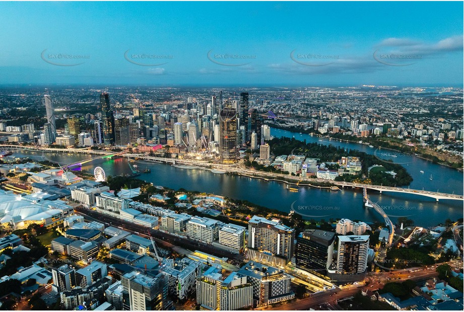 Night Aerial Photo South Brisbane QLD Aerial Photography