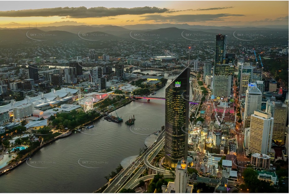 Night Aerial Photo Brisbane City QLD Aerial Photography