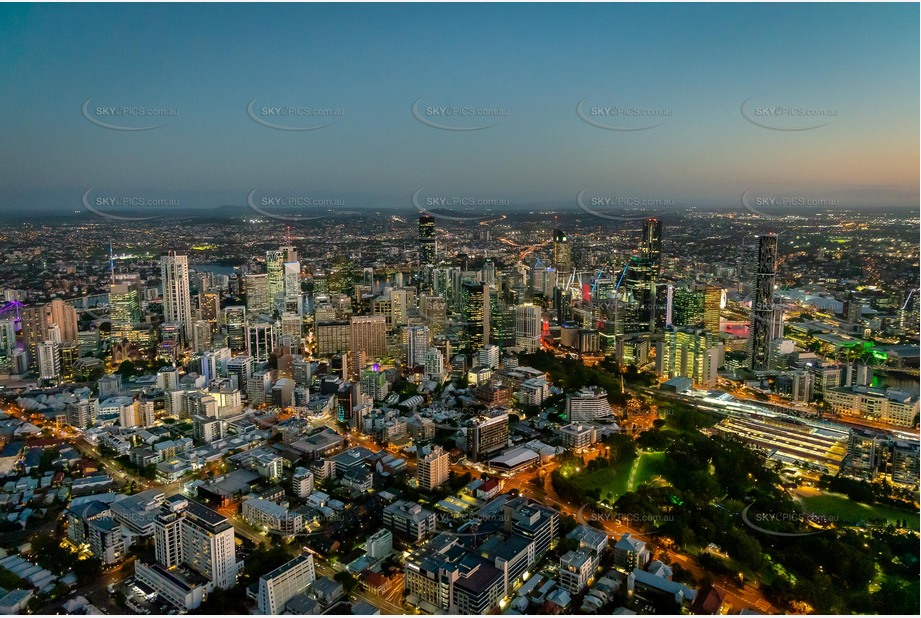 Night Aerial Photo Spring Hill QLD Aerial Photography