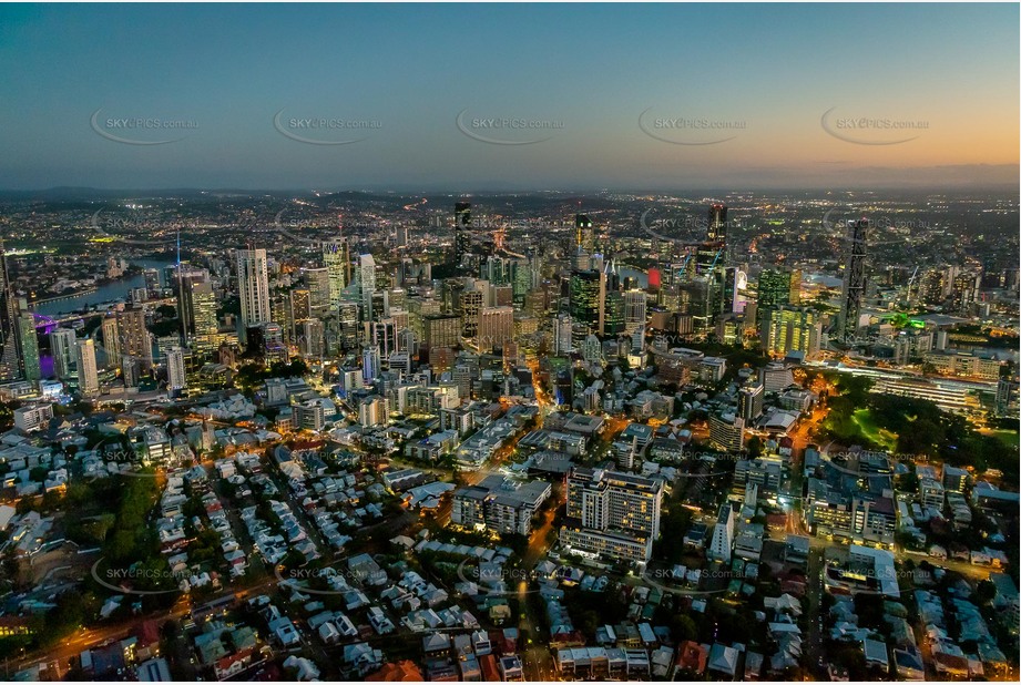 Night Aerial Photo Spring Hill QLD Aerial Photography