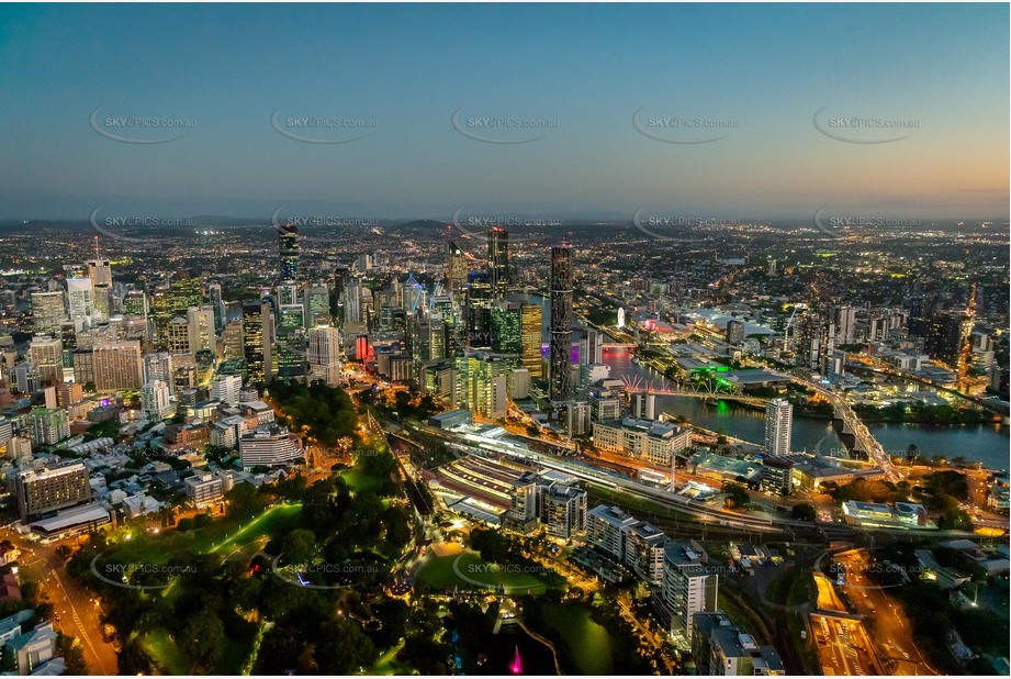Night Aerial Photo Brisbane City QLD Aerial Photography