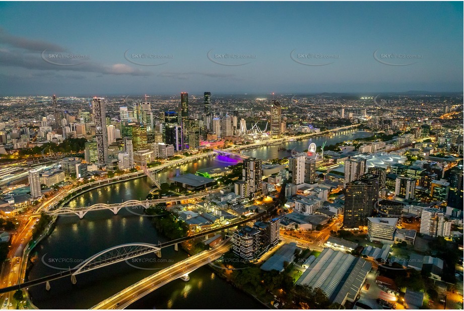 Night Aerial Photo South Brisbane QLD Aerial Photography