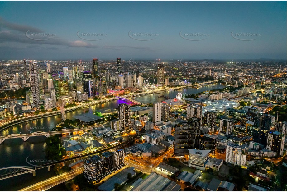 Night Aerial Photo South Brisbane QLD Aerial Photography