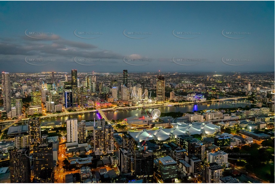 Night Aerial Photo South Brisbane QLD Aerial Photography