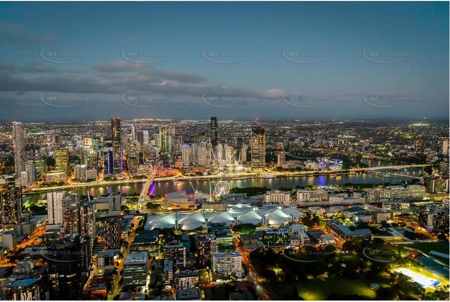 Night Aerial Photo South Brisbane QLD Aerial Photography