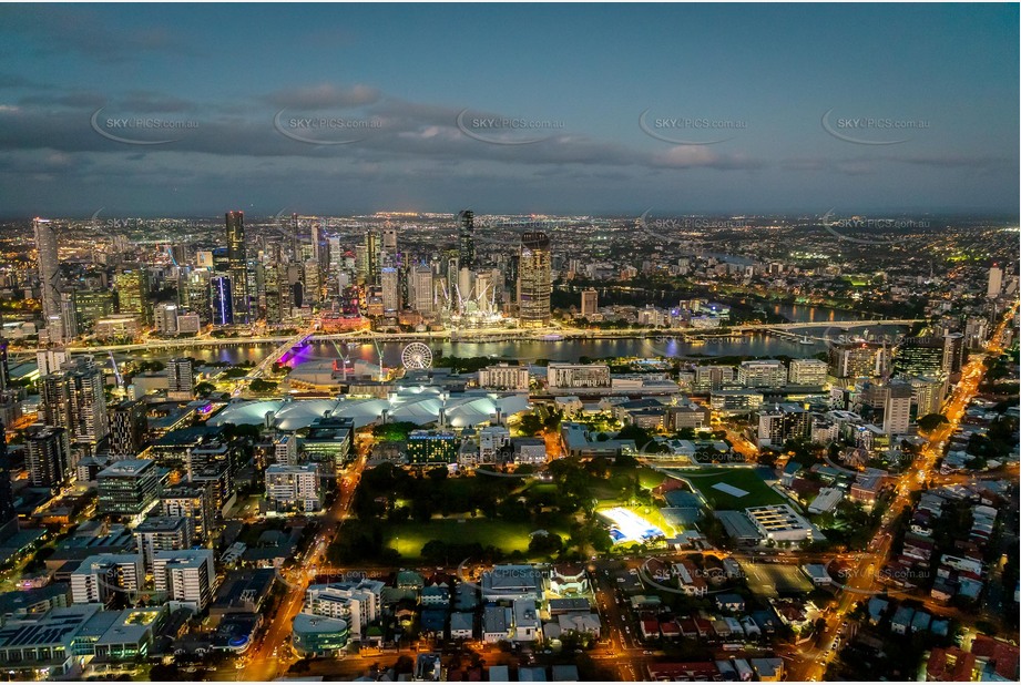 Night Aerial Photo South Brisbane QLD Aerial Photography