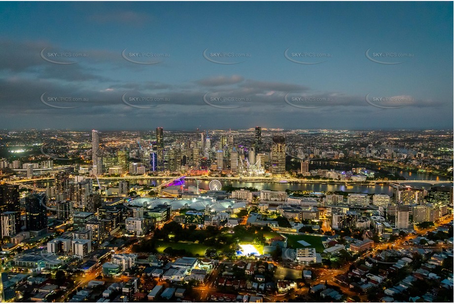 Night Aerial Photo South Brisbane QLD Aerial Photography