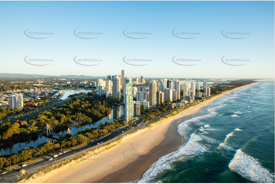 Sunrise Aerial Photo Main Beach QLD Aerial Photography