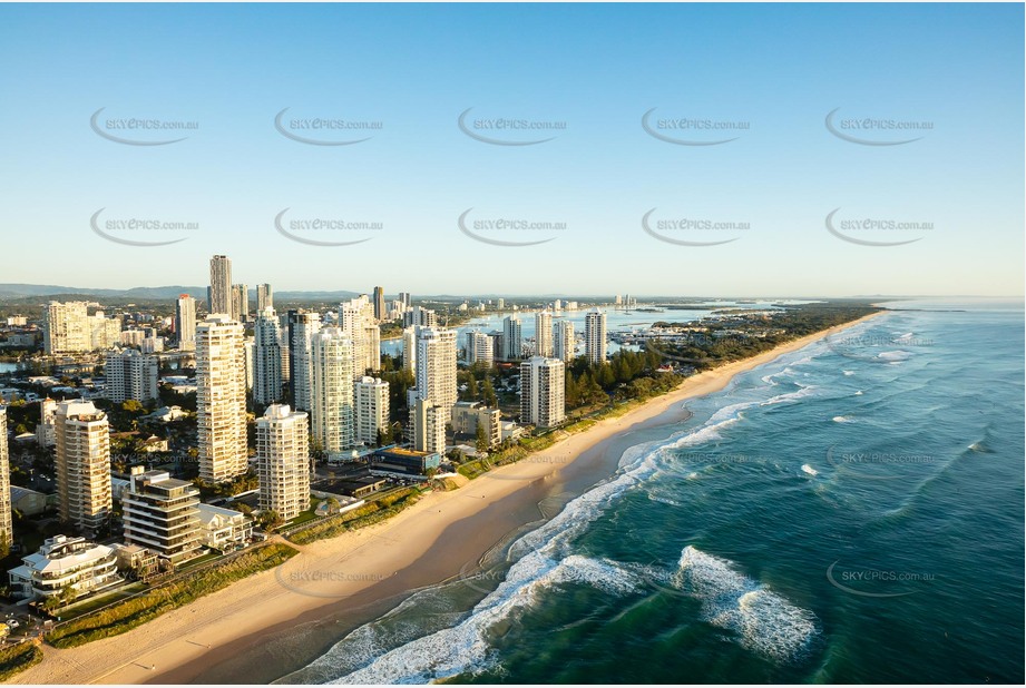 Sunrise Aerial Photo Main Beach QLD Aerial Photography