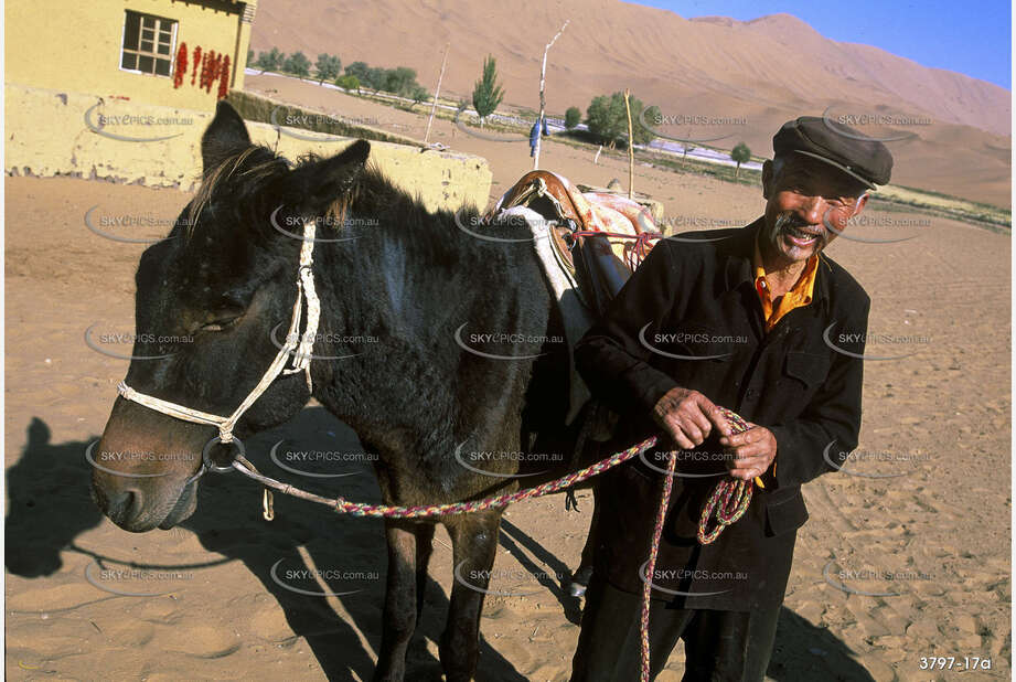 Head Lama with his donkey Aerial Photography