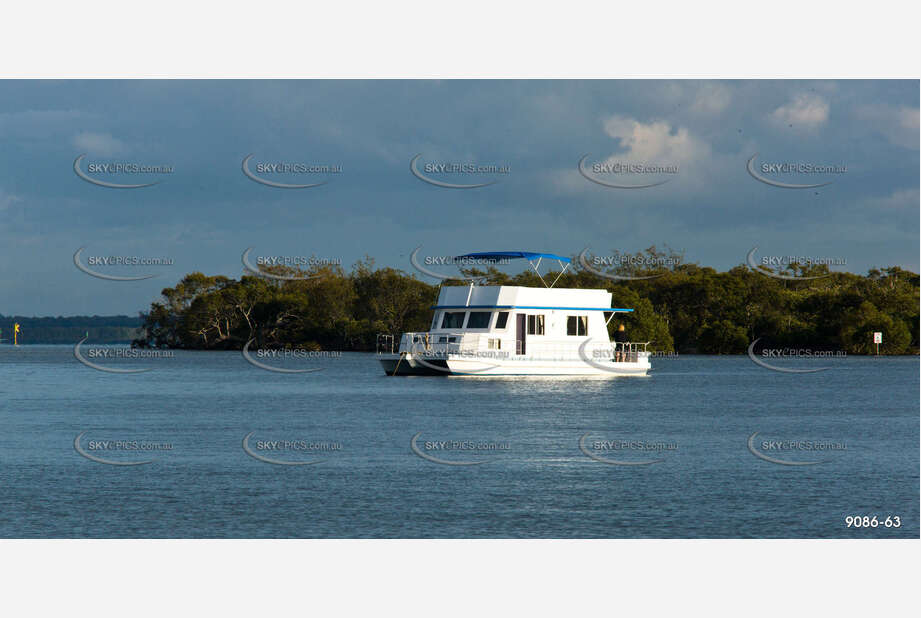 House Boat At Anchor QLD Aerial Photography