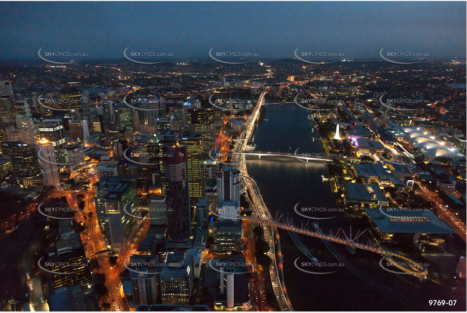 Aerial Photo of Brisbane City at Last Light QLD Aerial Photography