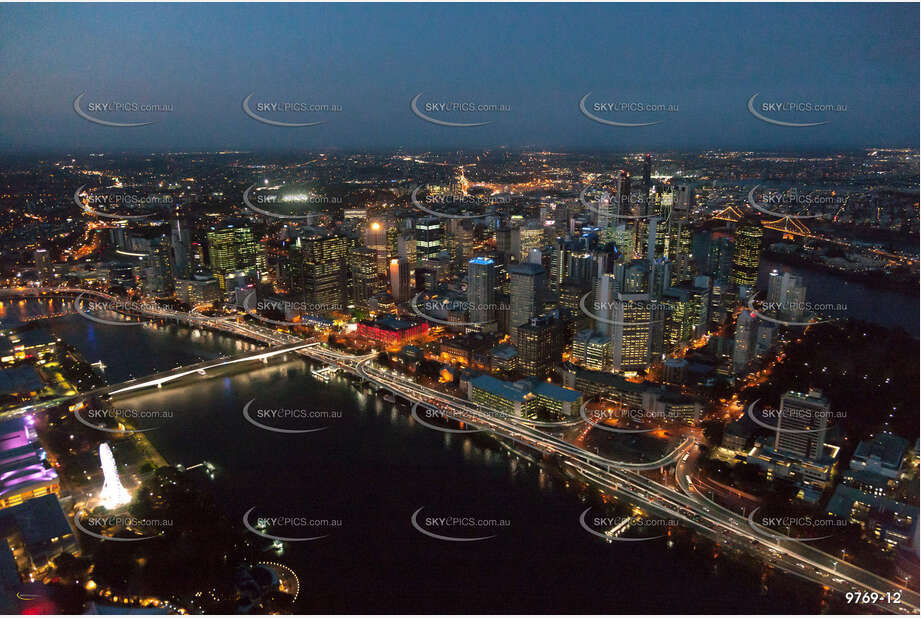 Aerial Photo of Brisbane City at Last Light QLD Aerial Photography